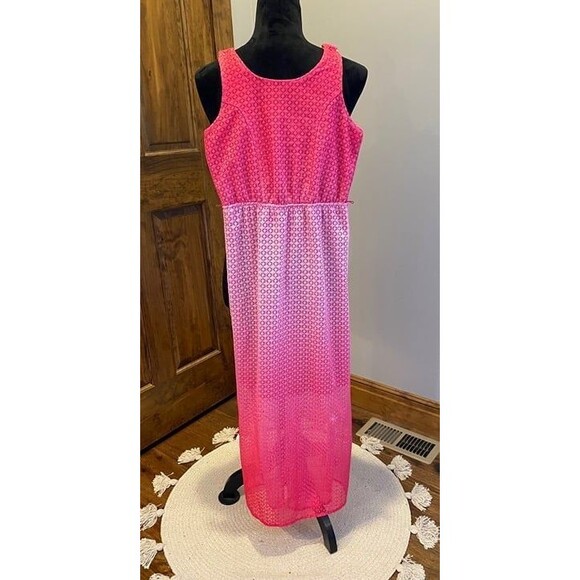 Paper Dolls Girls Mini Maxi Pink Ombré Size 12 Lace Overlay Dress - Picture 2 of 11